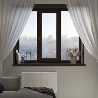 Трехстворчатое окно (цвет: шоколадно-коричневый)