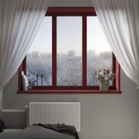 Трехстворчатое окно (цвет: темно-красный)